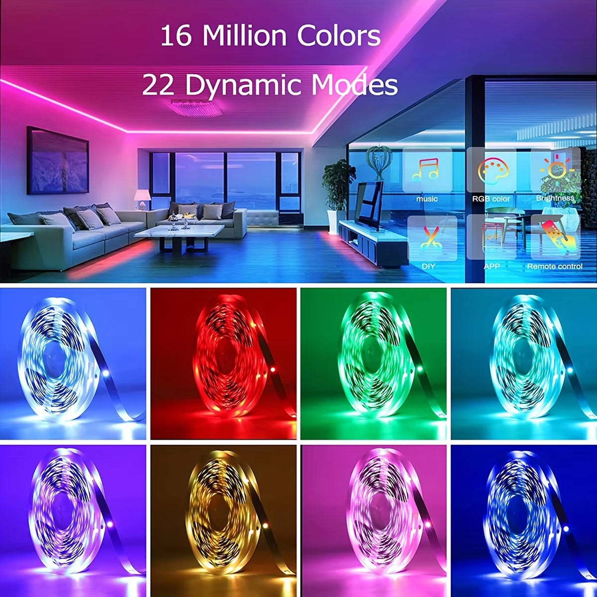 RGB Led Strip Lights 10M 20M 30M 40M Music Sync RGB Led Tape Flexible Ribbon for Room Bedroom Decor TV Backlight
