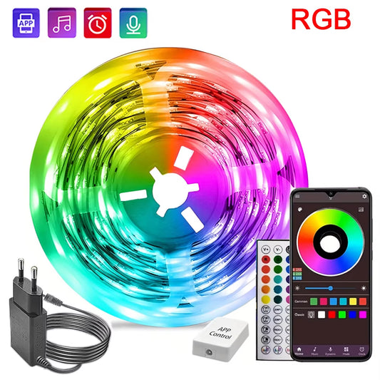 RGB Led Strip Lights 10M 20M 30M 40M Music Sync RGB Led Tape Flexible Ribbon for Room Bedroom Decor TV Backlight